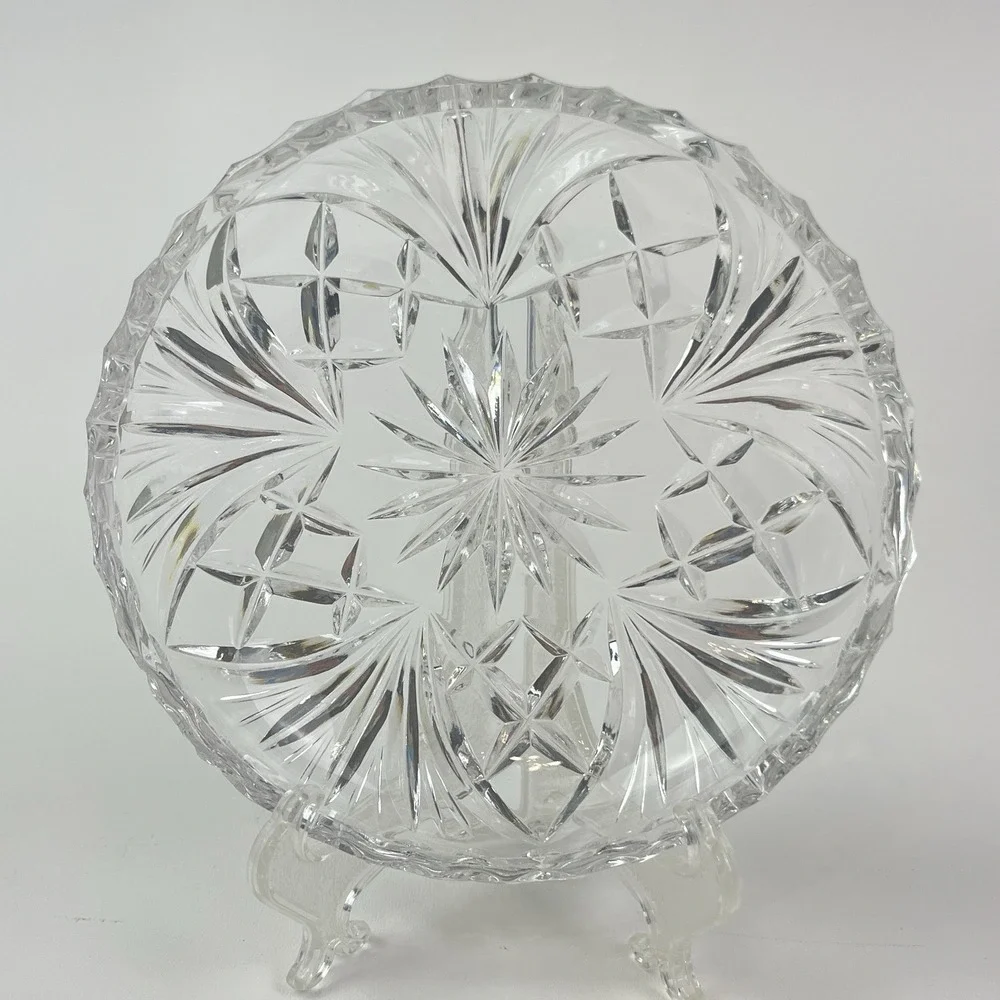 Vintage Cut Glass Lead Crystal Plate Ashtray Candy Dish 5.5